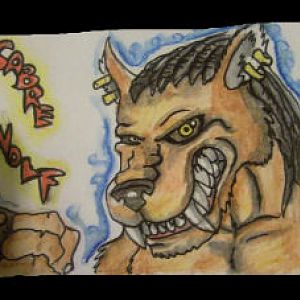 SabreWolf Conbadge, Just a practice with water colour pencils.
